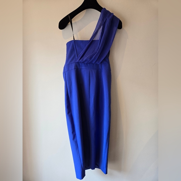 Karen Millen Blue Asymmetrical One-Shoulder Cocktail Dress Size 6 - Picture 11 of 13